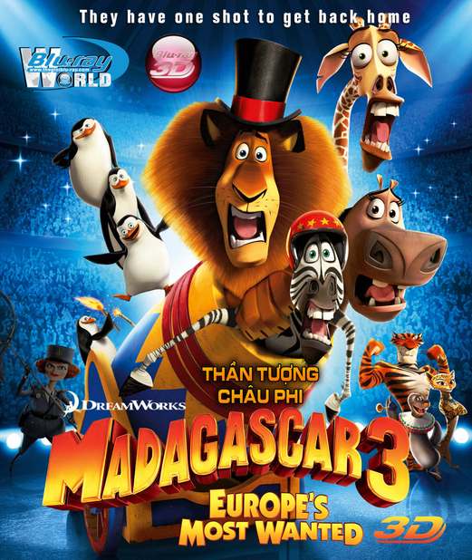 D109. Madagascar 3 - THẦN TƯỢNG CHÂU PHI 3 3D 25G ( DOLBY TRUE - HD 7.1) 